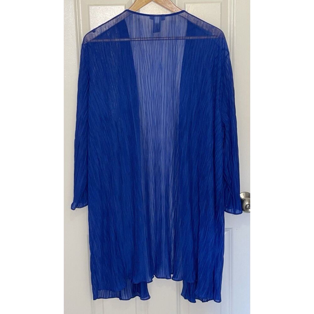CATHERINES 3/4 SLEEVE EMBROIDERED SHEER OPEN FRONT CARDIGAN Size 3X (26/28W) - Picture 9 of 10